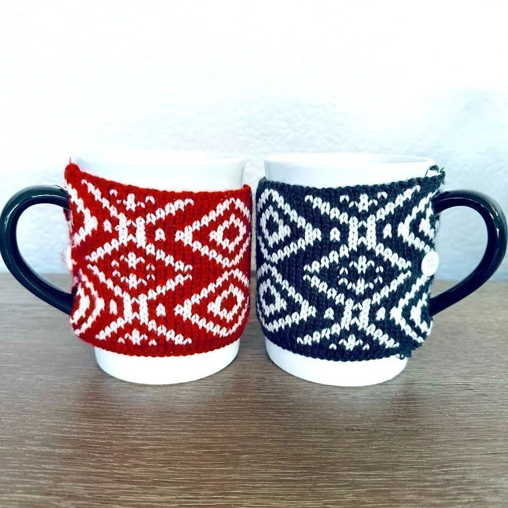 Threshold Ceramic Coffee Mugs Christmas Holiday Sweater Covers Set